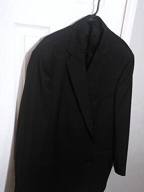 Hart Schaffner Marx Gold Trumpeter Men Charcoal Pinstripe Blazer  52L